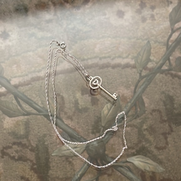 Sterling Diamond Key Pendant Necklace - Picture 7 of 8